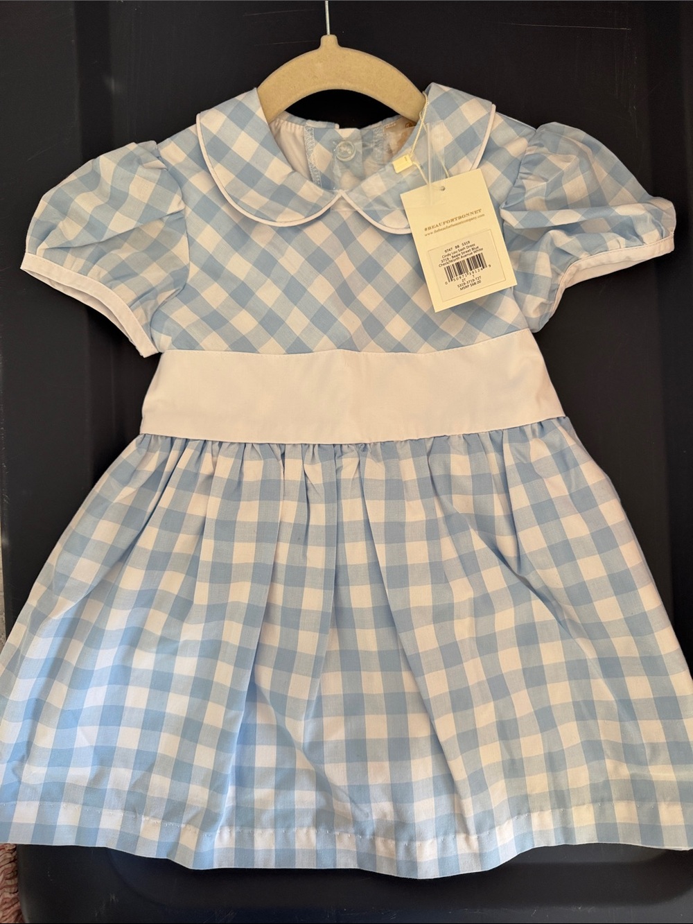 The Beaufort Bonnet Company Light Blue and White Gingham Dress with Sash